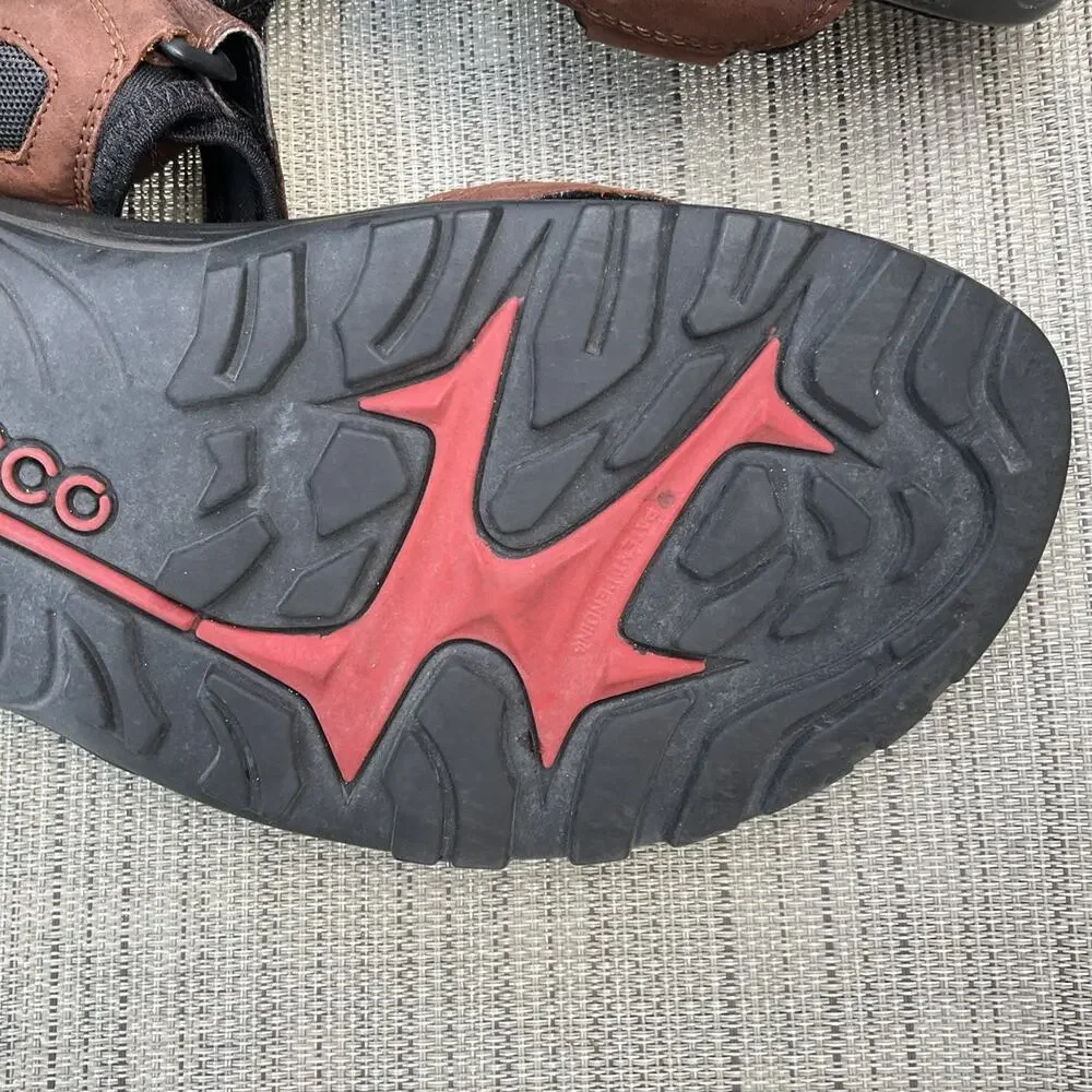 ECCO preceptor Mens Size 11 Outdoor Sandals Brown Leather Adjustable Hiking EU45